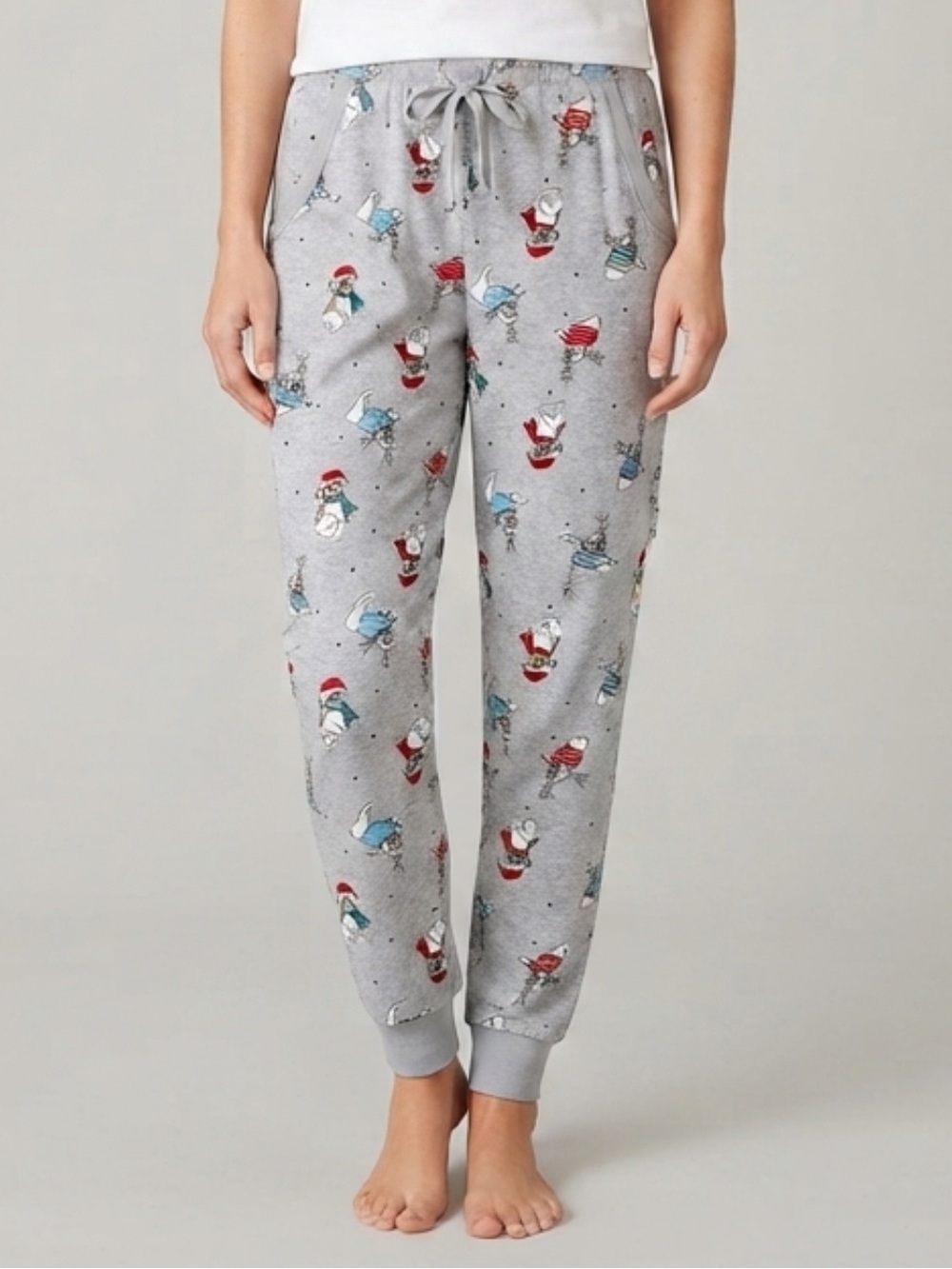 Jaclyn Intimates Womens Gray Christmas Frenchie Dogs Pajamas Size Medium